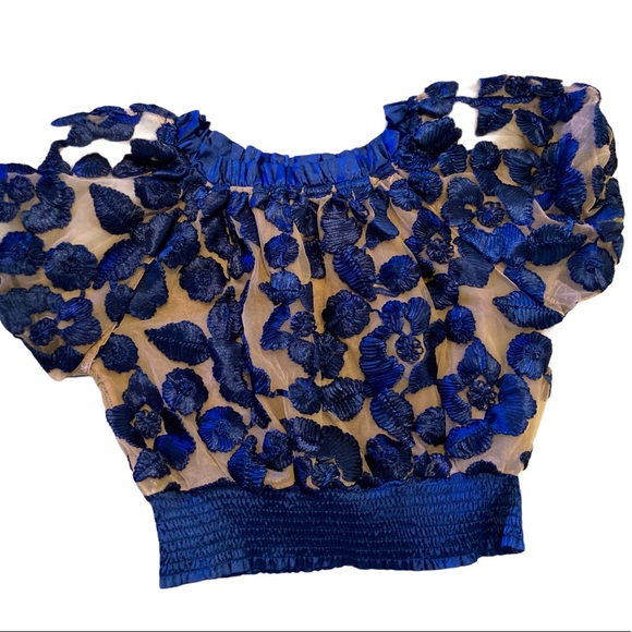 Gracia Tops - Gracia navy blue off the shoulder